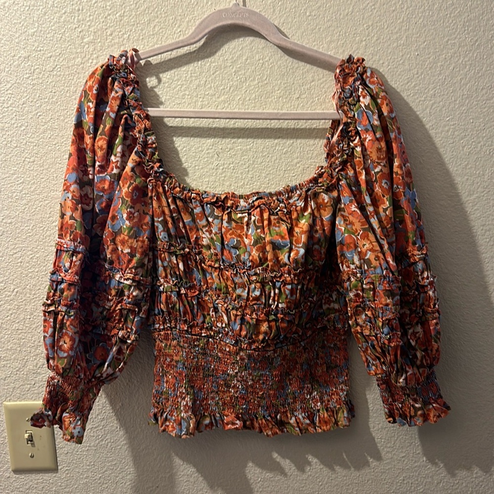House of Harlow crop Top orange floral XL